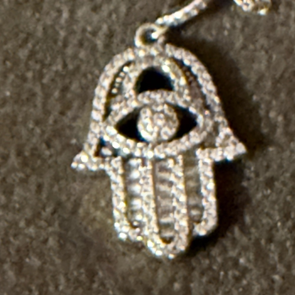 Hamsa Hand diamond Pendant Necklace in sterling Silver - Women's Jewelry